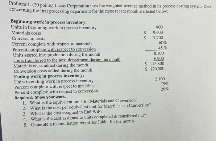 can you please help me with this problem? Problem 1. (20 points)
