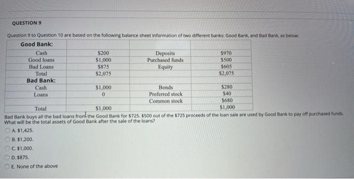  QUESTION 9 $280 Question 9 to Question 10 are based on