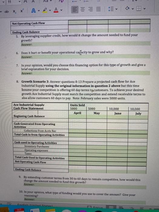 each of the 3 growth scenarios for Ace Industrial Supply Ace Industrial