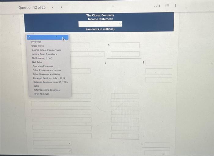 year ended June 30, 2025. The Clorox Company reported the following condensed