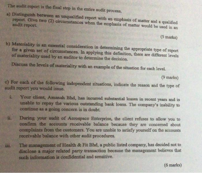 Auditing The audit report is the final step in the entire audit