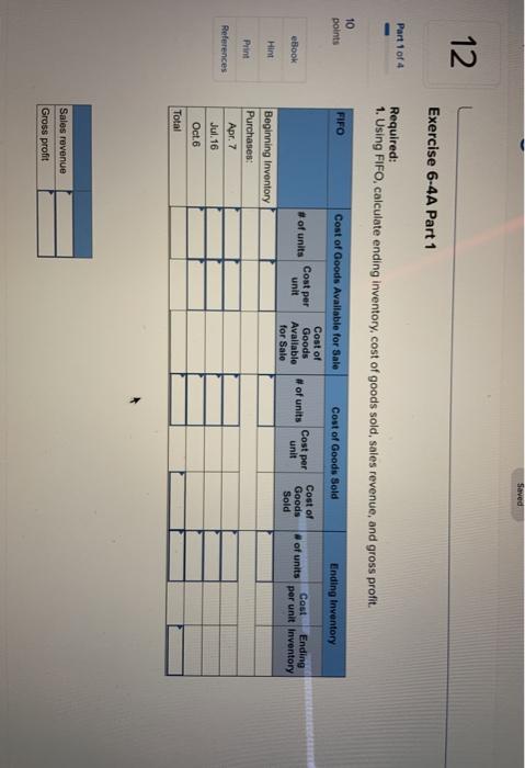 Exercise 6-4A Calculate inventory amounts when costs are rising (L06-3) [The following