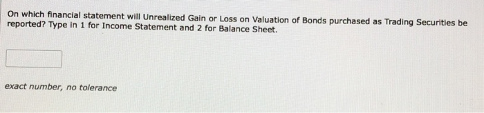 tolerance On which financial statement will Realized Gain or Loss on Sale