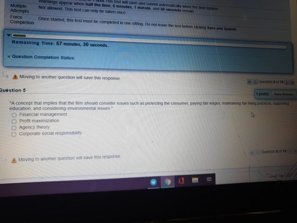  This test will save and submit automatically when the time expires