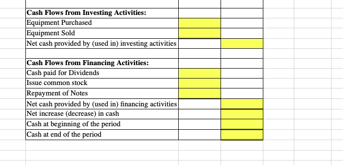 the bottom of this workbook) and values from the notes found at