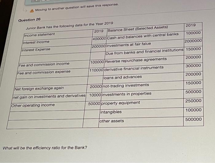  Moving to another question will save this response. Question 26 2019