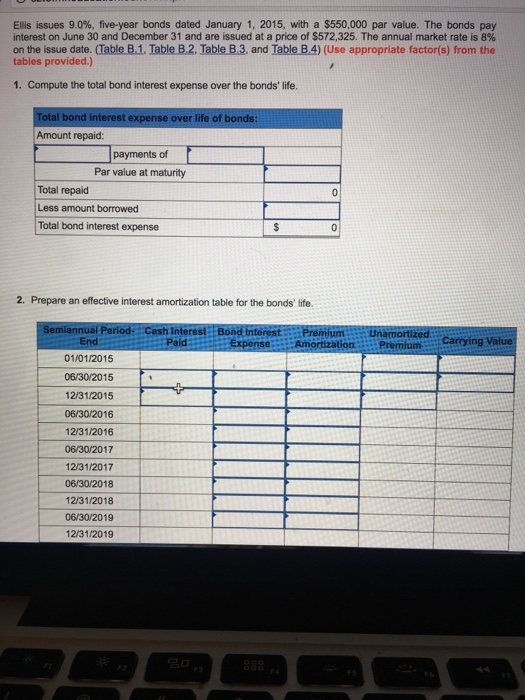  Ellis issues 9.0%, five-year bonds dated January 1, 2015, with a