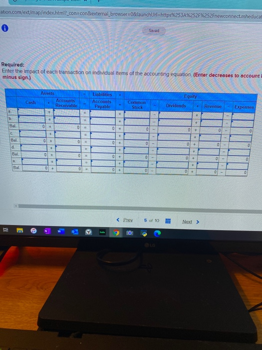 S QS 1-10 Identifying effects of transactions using accounting equation-Revenues and Expenses