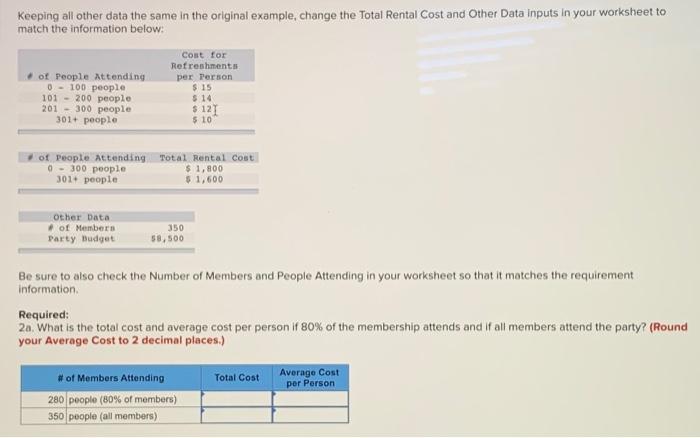  Keeping all other data the same in the original example, change