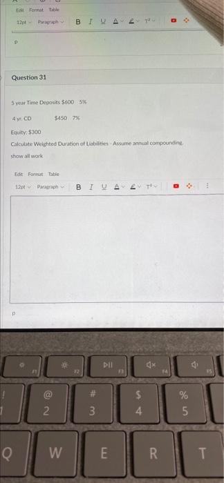  tomt be ant Per B TUA 2 2 Question 31 5