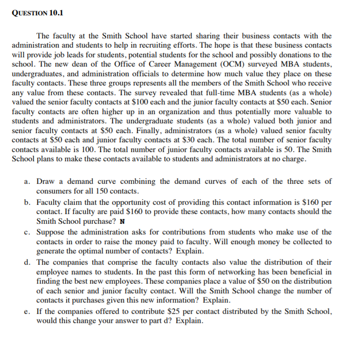  QUESTION 10.1 The faculty at the Smith School have started sharing