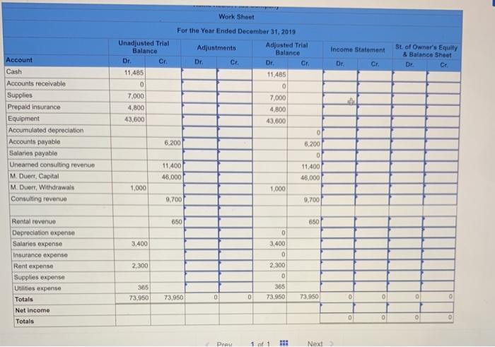 on December 1, 2019. Review the unadjusted balance in Prepaid Insurance, and