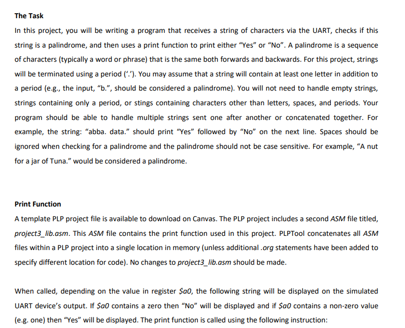  The Task In this project, you will be writing a program