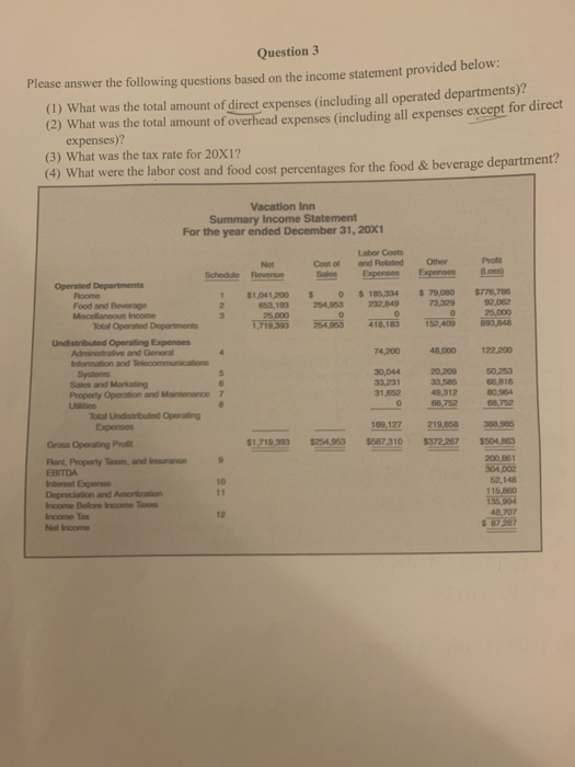  please show all work Question 3 Please answer the following questions