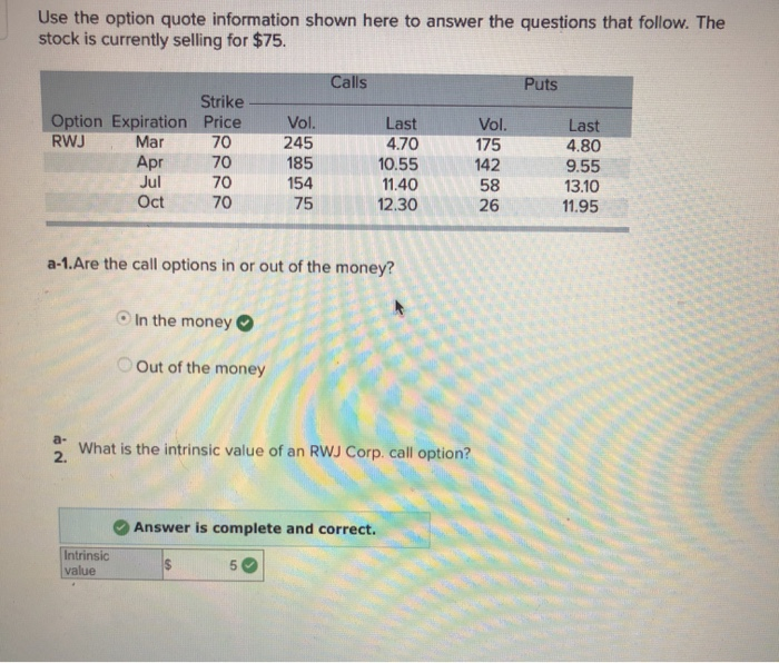  just need help with C-1 Use the option quote information shown