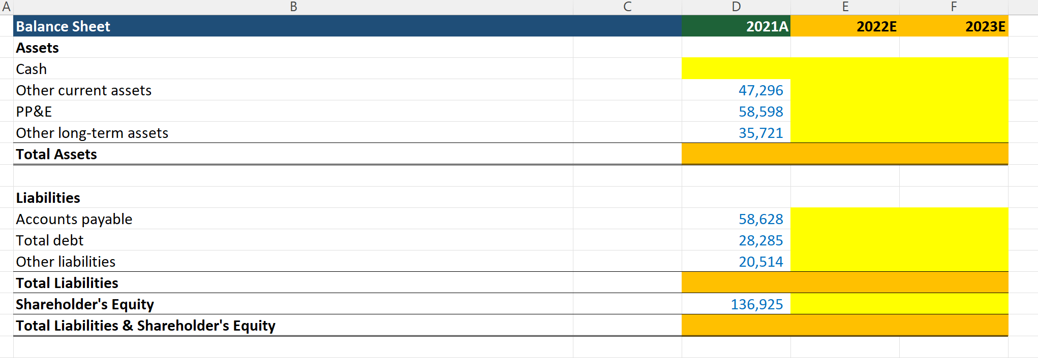 PLEASE SOLVE THE EMPTY CELLS