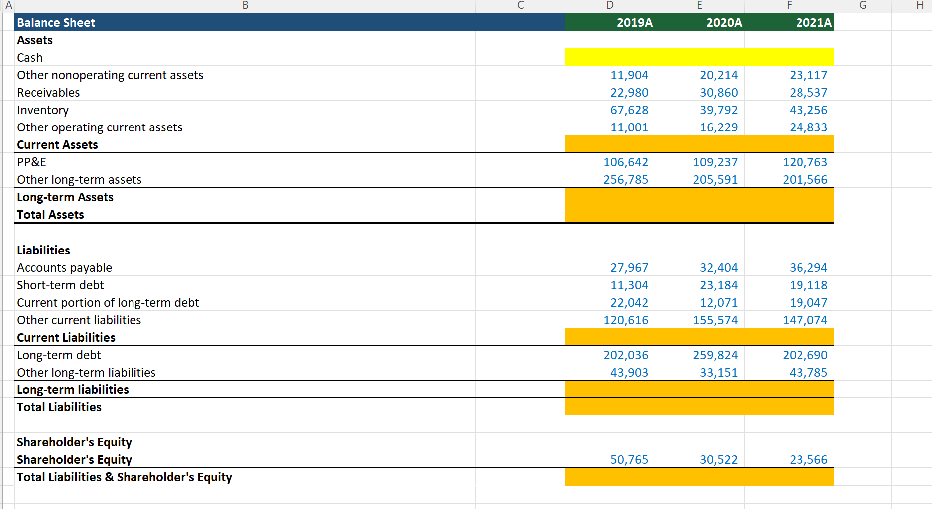 PLEASE SOLVE THE EMPTY CELLS