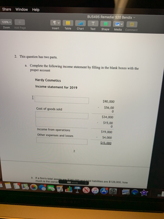  Share Window Help 125% Zoom BUS495 Remedial S20 Bendix TE.. Tv