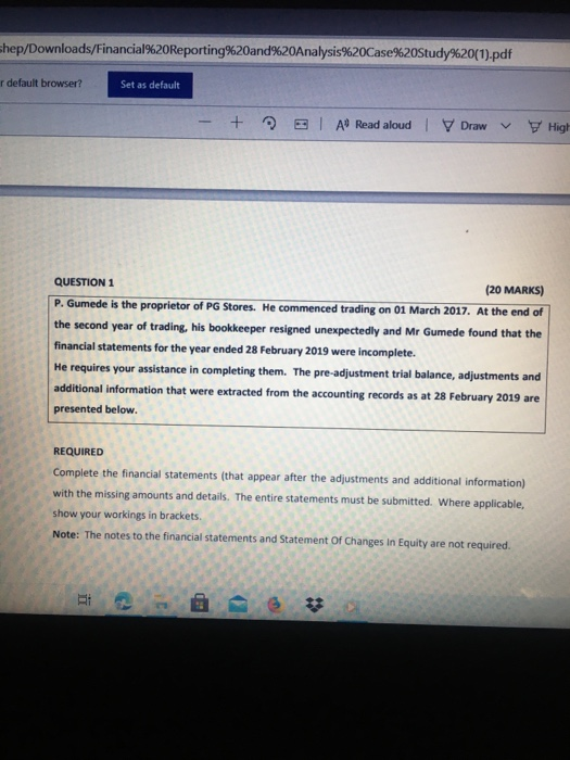  Shep/Downloads/Financial%20Reporting%20and%20Analysis%20Case%20Study%20(1).pdf r default browser? Set as default + EI A Read