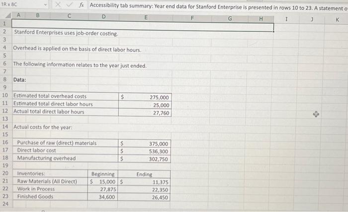  answers in excel formula please! begin each formula with an =