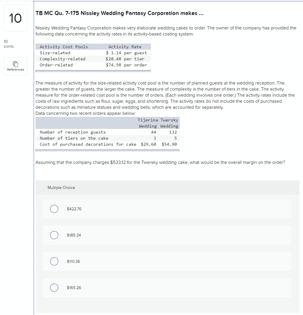 an activity-based costing Eccles Corporation uses an activity-based costing system with three