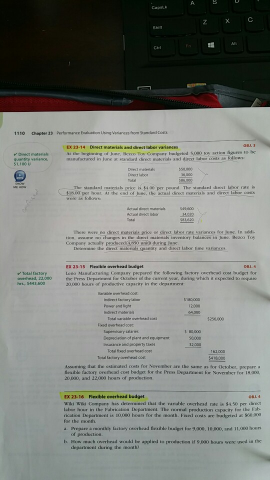  I need help on Exercise 23-14 (Direct Materials and Direct Labor