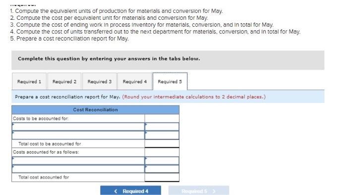 the next department for materials, conversion, and in total for May. 5.