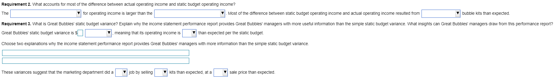 other events. The company's flexible budget income statement for January follows. It