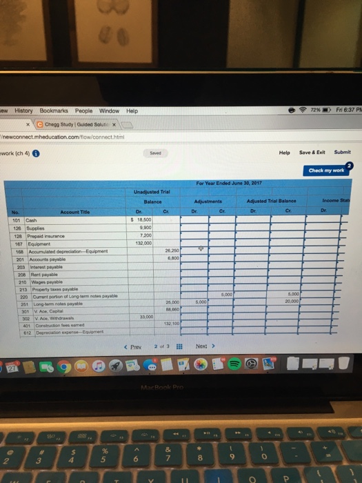 P2 10 The following unadjusted trial balance is for Ace Construction Coas