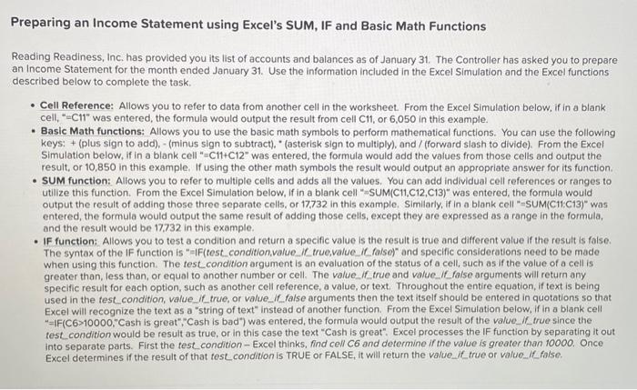  Preparing an Income Statement using Excel's SUM, IF and Basic Math