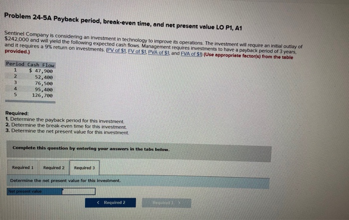 will yield the following expected cash flows, Management requires investments to have