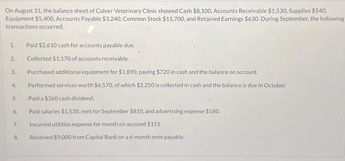 1. prepare a income statement for september 2. prepare a eetained