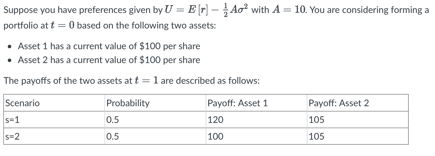  1. What is the expected return on the risky asset? 2.