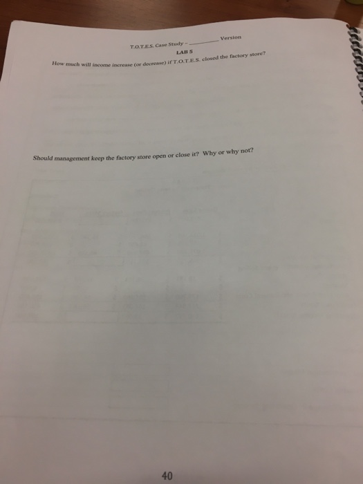 FACTORYS The cost accountants prepare Exhibit 5-C and present it to management