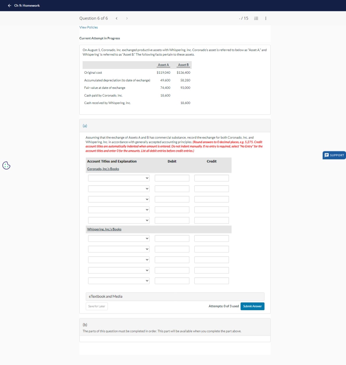  Current Attempt in Progress On August 1, Coronado, Inc. exchanged productive