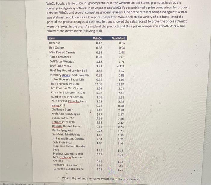 1. What is the null and altemative hypothesis to the case above?