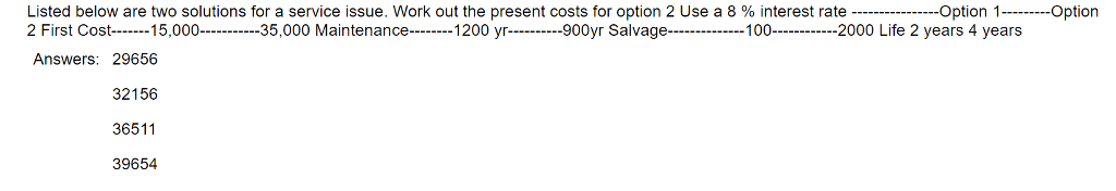  Option 1 Option Listed below are two solutions for a service
