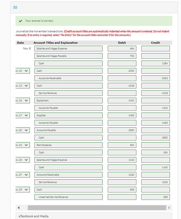 the ledger accounts. Cash 11/1 Bal. 3184 Accounts Receivable > 11/1 Bal.