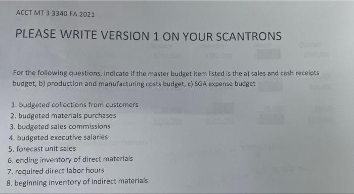  ACCT MT 3 3340 FA 2021 PLEASE WRITE VERSION 1 ON