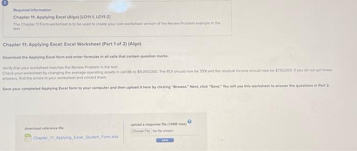  need help filling out the excel sheet Required information Chapter 1t: