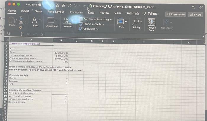 Applying Excel (Algo) [LC:1-1, tO11-2] test: Chapter 11: Applying Excel: Excel Worksheet