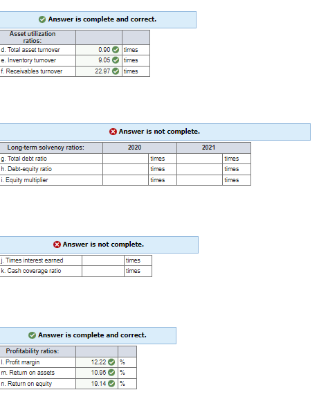  Problem 3-26 Calculating FInanclal Ratlos [LO2] Some recent financlal statements for
