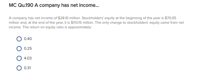 Three multiple choice questions Question #1: Question #2: Question #3: MC Qu.190