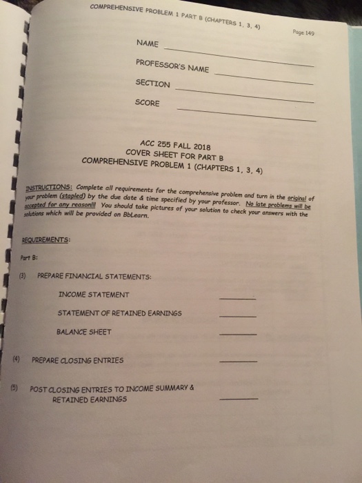  Big problem need help! COMPREHENSIVE PROBLEM 1 PART B (CHAPTERS 1,
