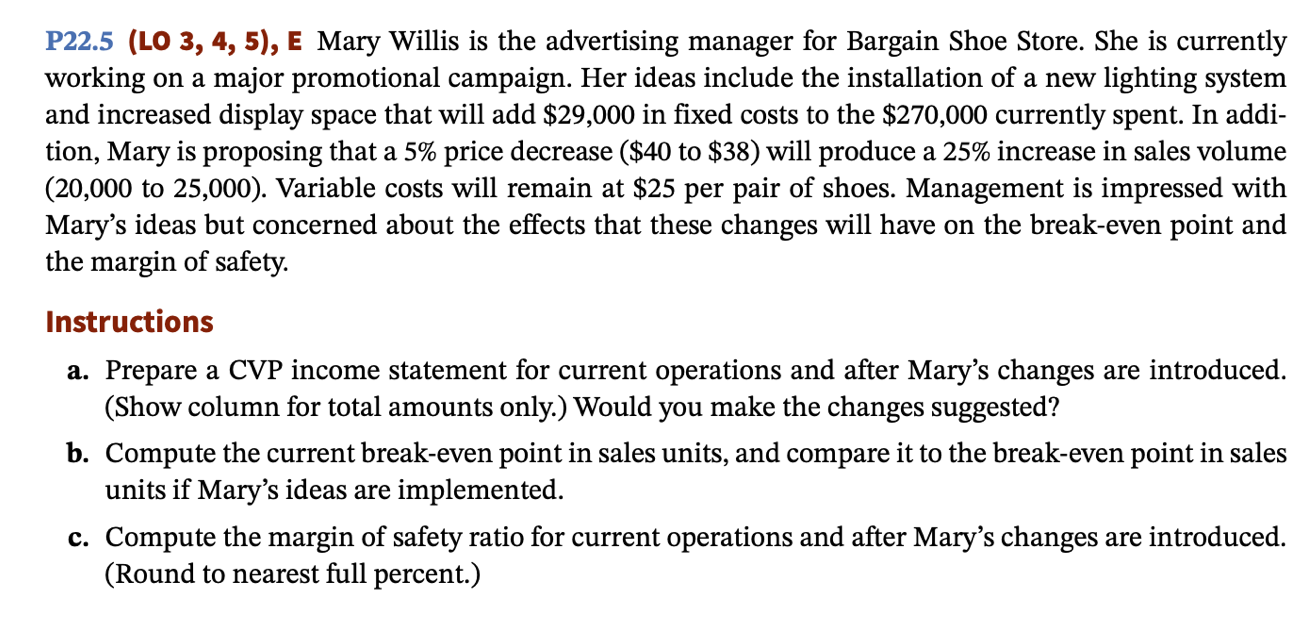 In columns pls! P22.5 (LO 3, 4, 5), E Mary Willis is