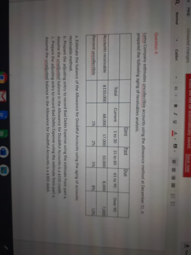  5. Help Unsaved changes Normal - Calibri . .B A. .