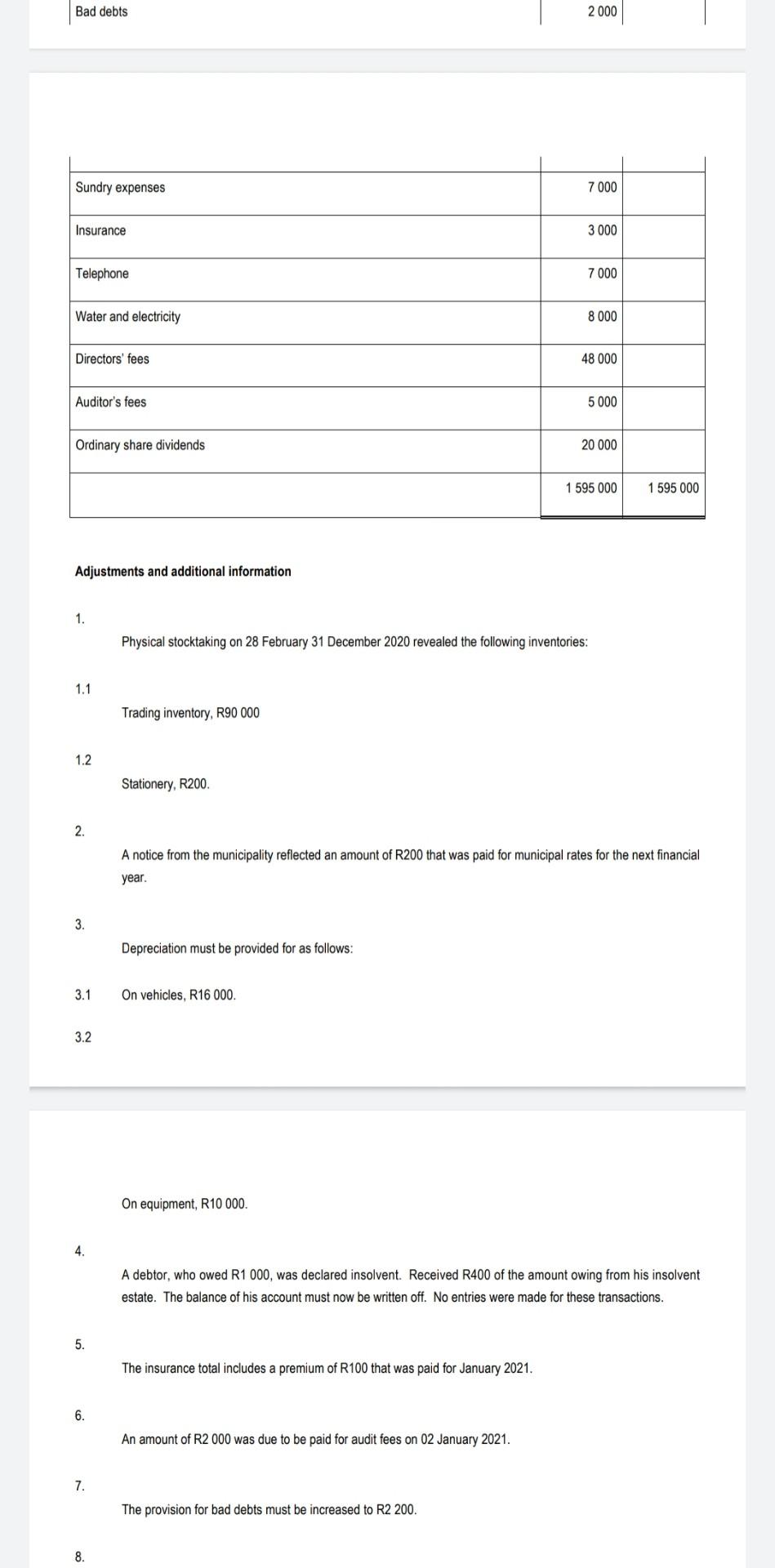 format of the table below This is the format the answer should
