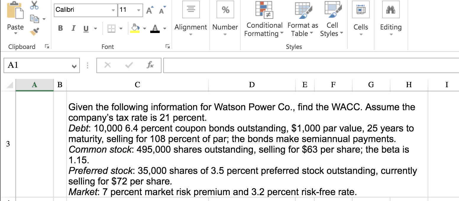  Please help me do this on excel. Calibri 11 - A