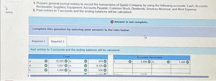  2 points 1. Prepare general journal entries to record the transactions