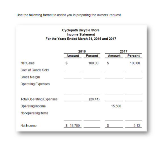 including common size information. This comprehensive problem is not a group assignment,